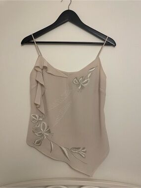 Women's Cream Asymmetric beaded Cami Top
